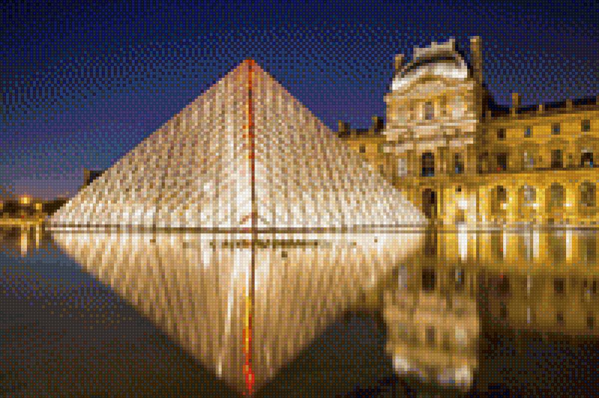 Louvre in the night - париж - предпросмотр