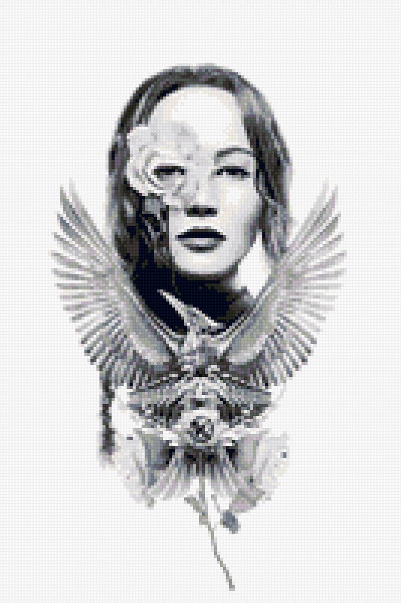 Китнисс чб - голодные игры, китнисс, голодные, черно-белый - предпросмотр