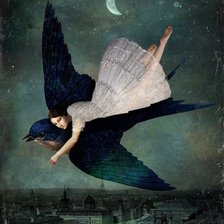 Схема вышивки «девочка на ласточке»