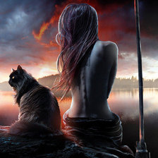 девушка и кот