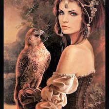 Схема вышивки «Девушка с соколом»