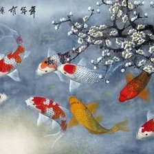 Схема вышивки «карпы кои»