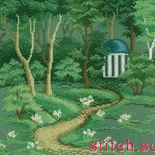 Схема вышивки «картинка на зелёной канве»