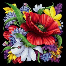 Схема вышивки «подушка с маками»