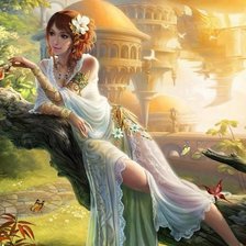 Схема вышивки «Девушка с белочкой фэнтези»