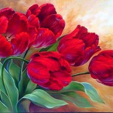 Схема вышивки «Красные тюльпаны»