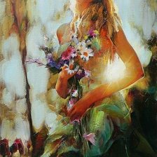 Схема вышивки «девушка с букетом»