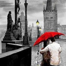 Схема вышивки «пара под зонтом»