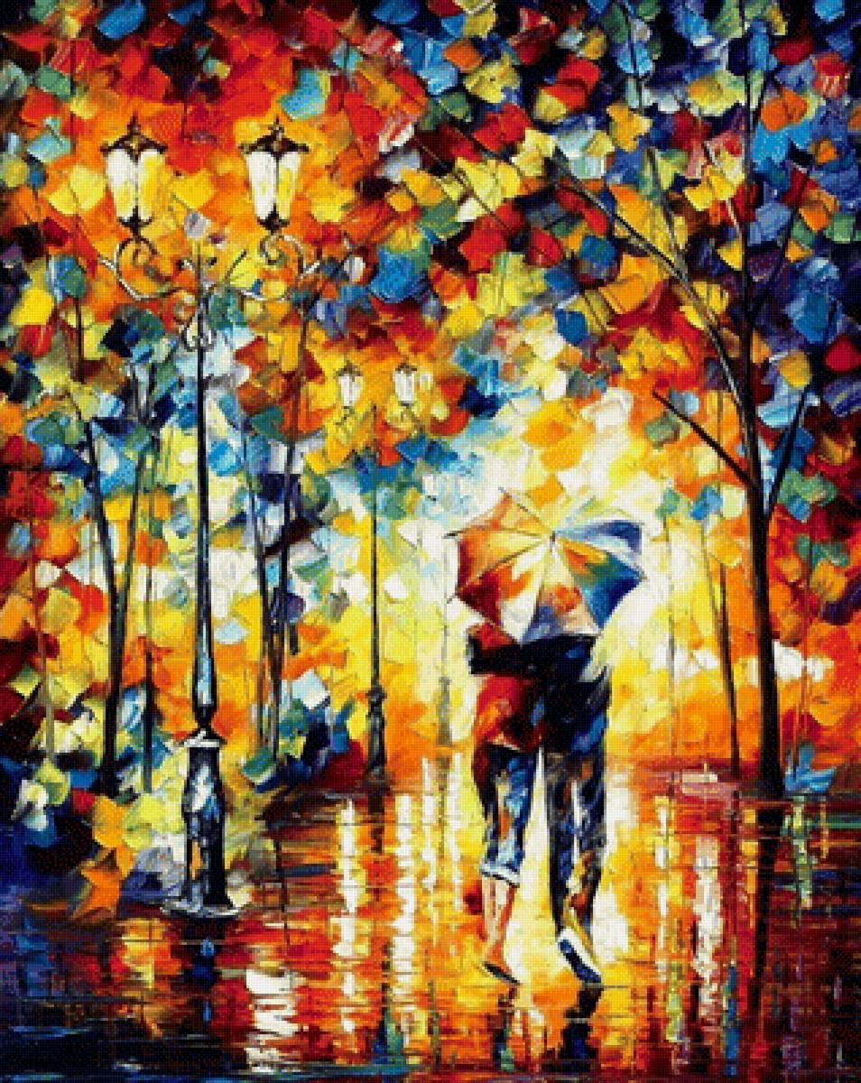 пара под зонтом - люди. акварель - предпросмотр