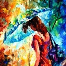 Схема вышивки «девушка под зонтом»