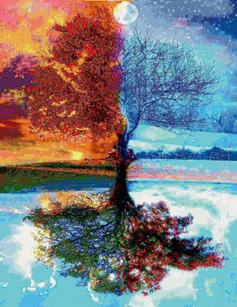 4 сезона - акварель - предпросмотр