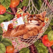 Схема вышивки «Кот в гамаке»