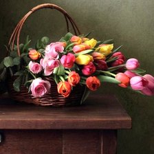 цветы в корзине