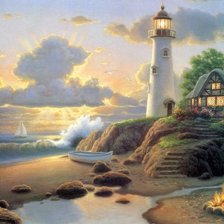 Схема вышивки «Маяк у моря»