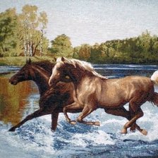 Схема вышивки «Кони»