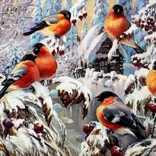 Схема вышивки «снегири»