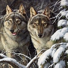 Схема вышивки «пара волков»