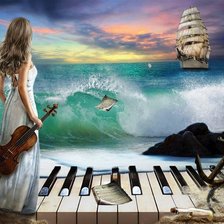 Схема вышивки «девушка и музыка»