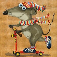 Схема вышивки «Крыс на самокате»
