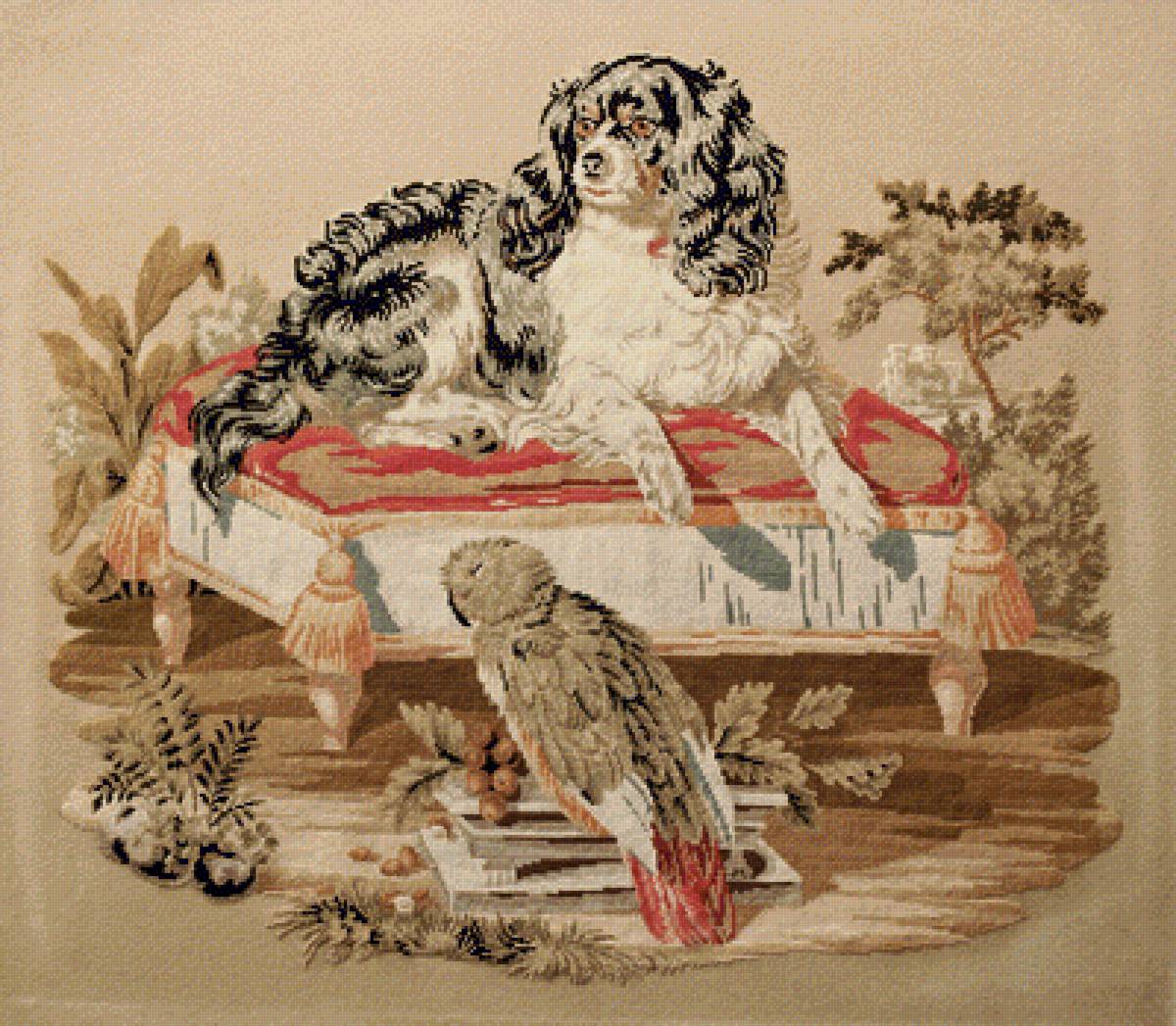 Собачка на кушетке - вышивка крестом, собачка, собачка на кушетке - предпросмотр