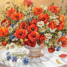 Схема вышивки «Букет с маками»