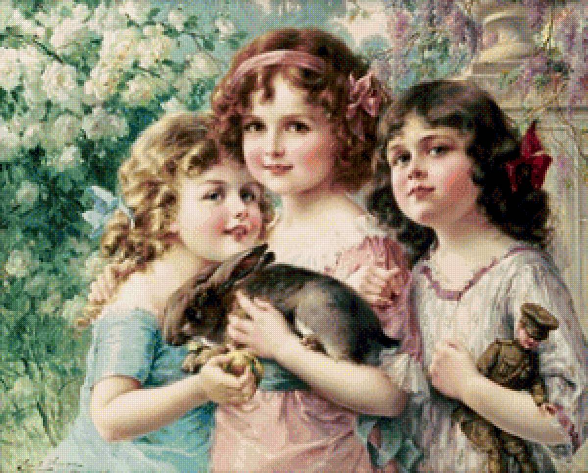 Ретро девочки - эмиль вернон, ретро дети, дети - предпросмотр