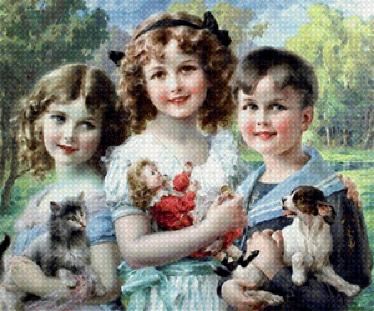 Ретро дети - дети, щенки, эмиль вернон, ретро дети - предпросмотр