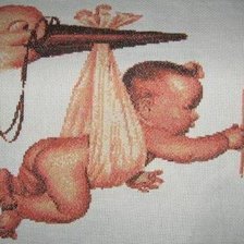 Схема вышивки «Аист принес малыша»