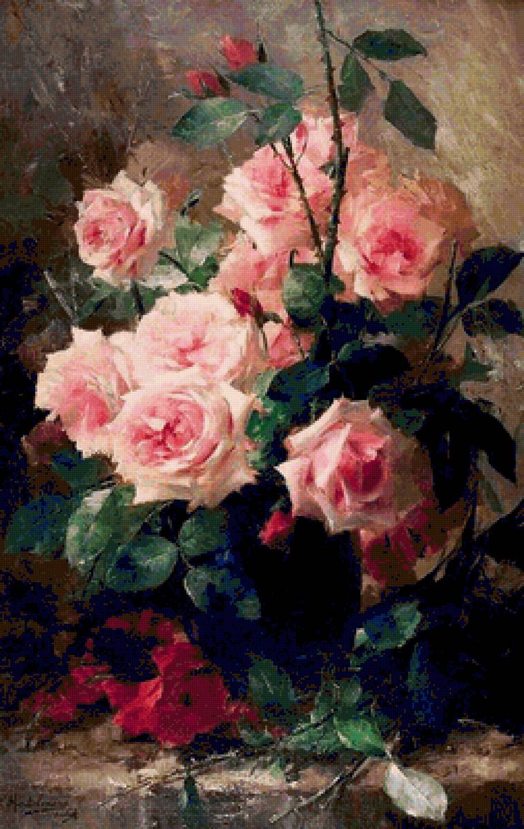 худ. Оксана Кравченко - ваза, розы, букет, натюрморт, живопись, цветы - предпросмотр