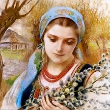 Схема вышивки «Девушка с вербой»