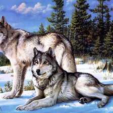 Схема вышивки «волки 1»