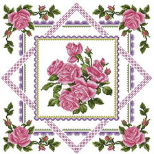 Схема вышивки «подушка с розами в геометрическом орнаменте»