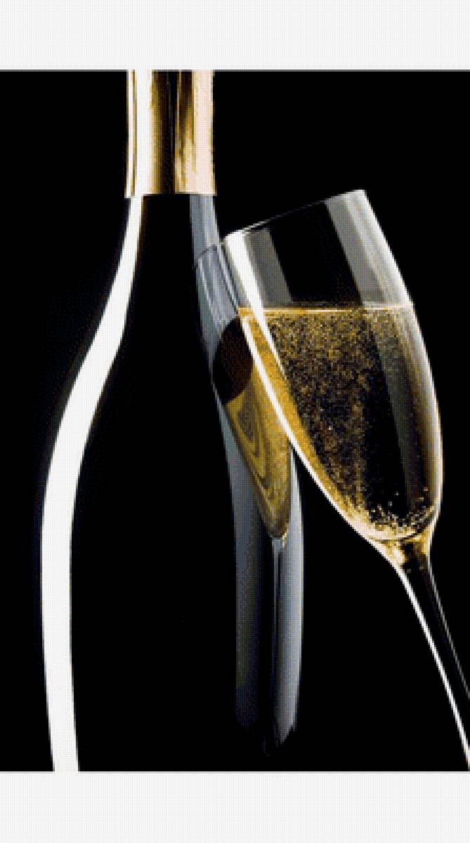Шампанское - бокал, вино, бутылка - предпросмотр