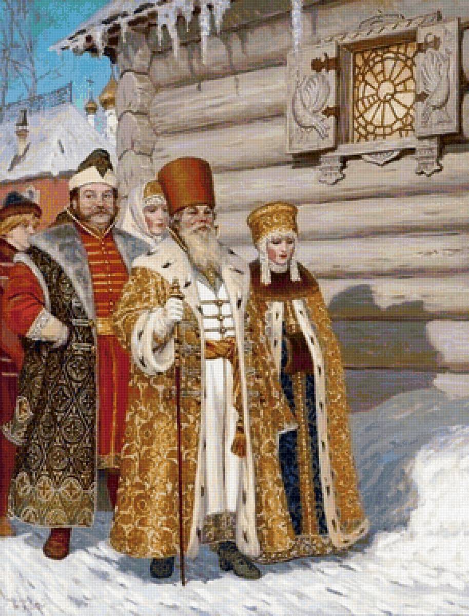 На прогулке - люди, живопись, зима - предпросмотр