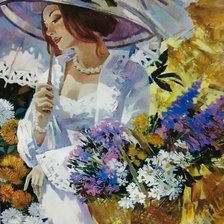 Схема вышивки «Девушка под зонтом»