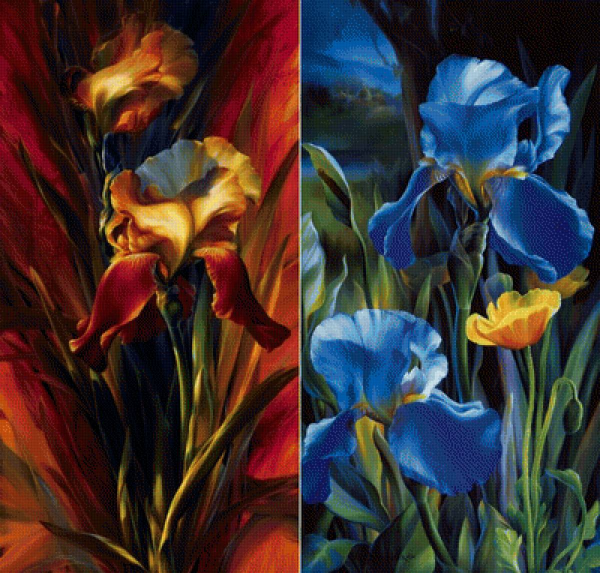 ирисы - цветы. акварель - предпросмотр