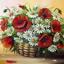 Схема вышивки «маки и ромашки»