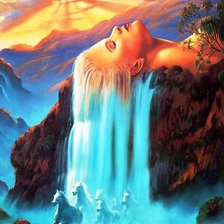 Схема вышивки «девушка-водопад»