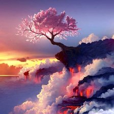 Схема вышивки «САКУРА НА ВУЛКАНЕ»