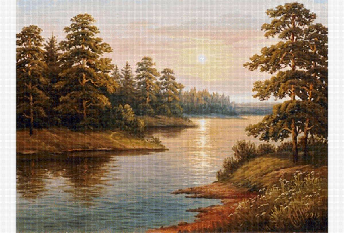 Пейзаж - лес, река - предпросмотр