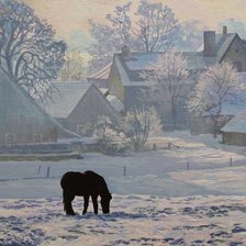 Схема вышивки «зима в деревне»