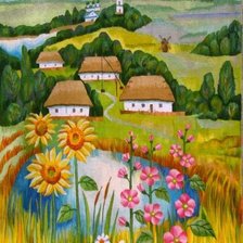 Схема вышивки «Украинское село»