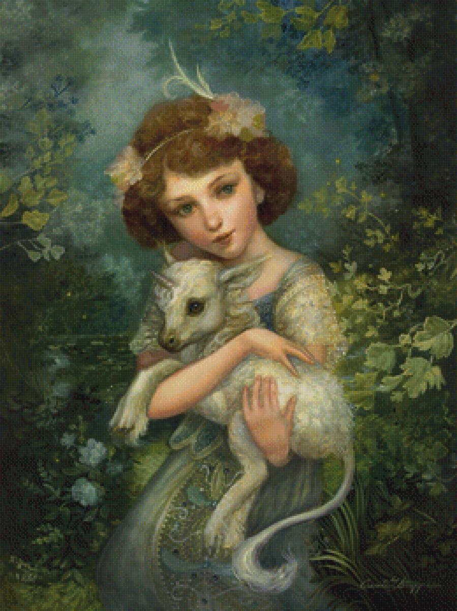 Девочка с единорогом - единорог, дети - предпросмотр