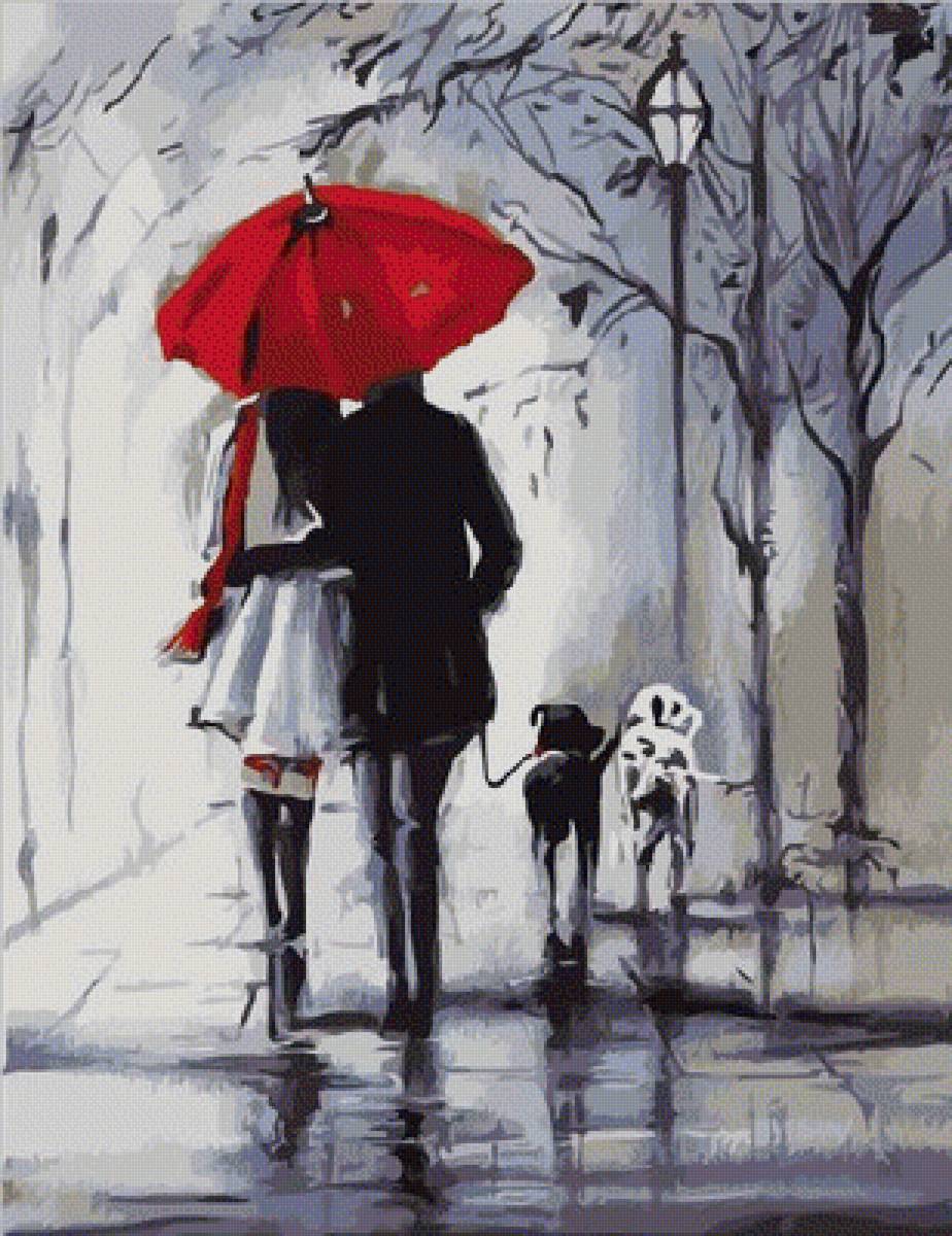 Под зонтом - мужчина, зонт, женщина, люди - предпросмотр