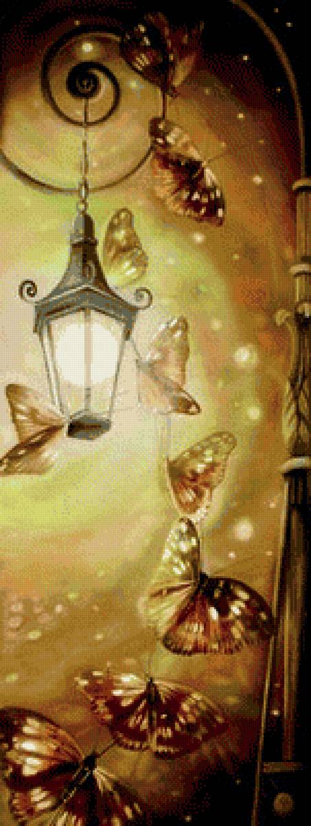 Не одинокий фонарь - фонарь, бабочки - предпросмотр