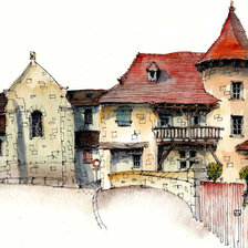 Схема вышивки «Старый городок.»