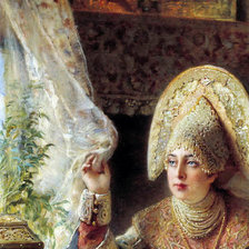 Схема вышивки «Маковский Девушка у окна Часть 1»