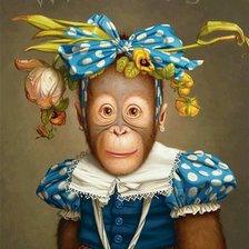 Схема вышивки «Обезьянка в платье»