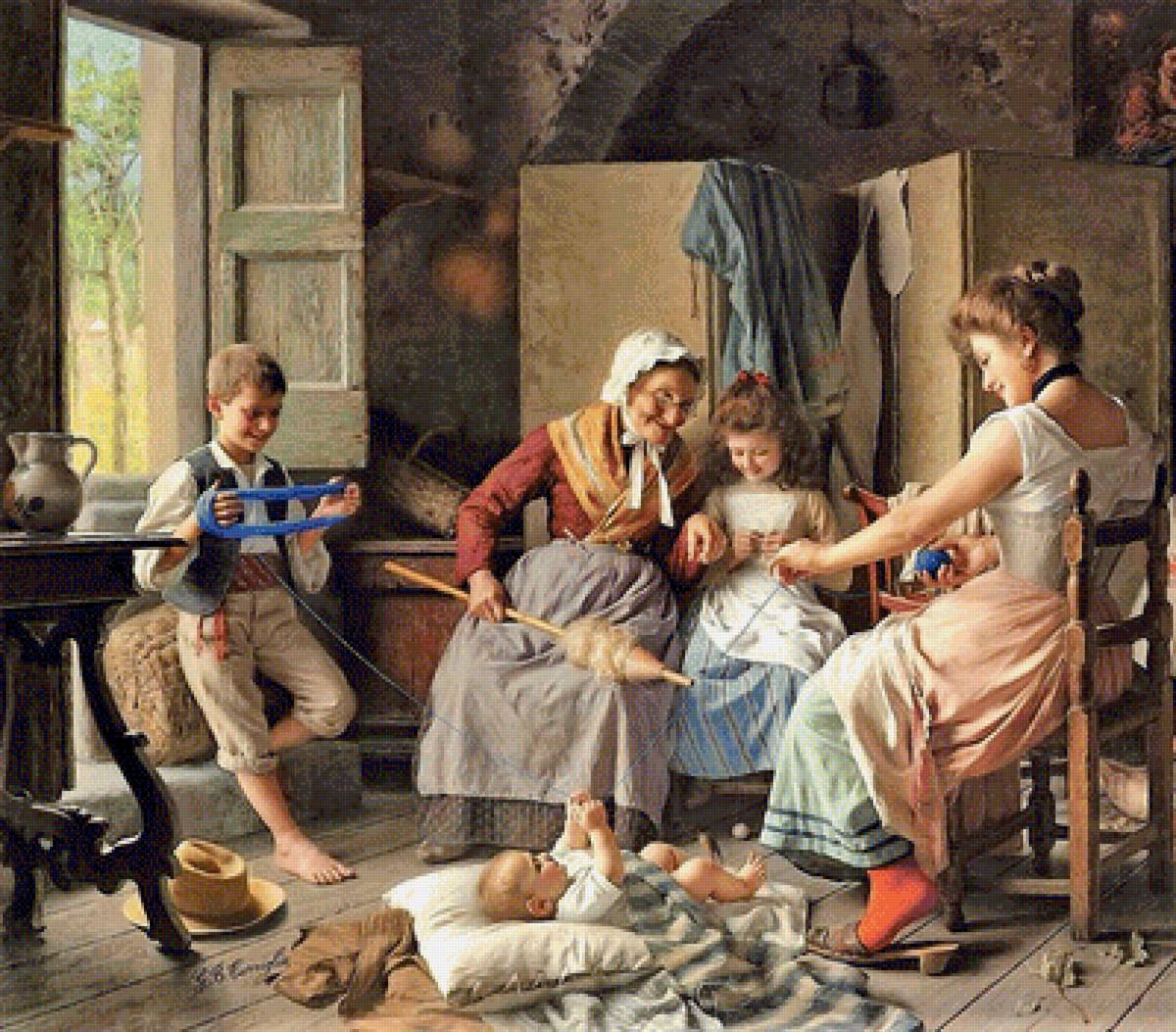 семья - люди, живопись, картина - предпросмотр