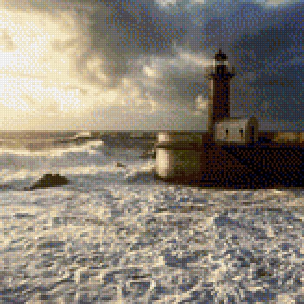 Маяк на закате - море, маяк - предпросмотр